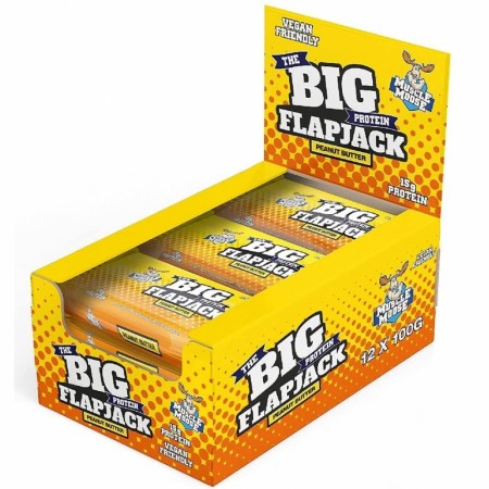 12 x THE BIG PROTEIN FLAPJACK 100G PEANUT BUTTER (VEGAN), MUSCLE MOOSE